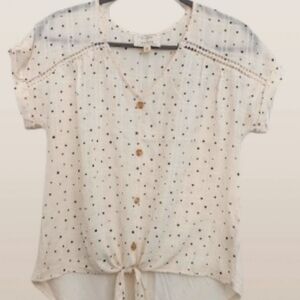 NEW Super Cute ivory cap sleeve top, tie front M